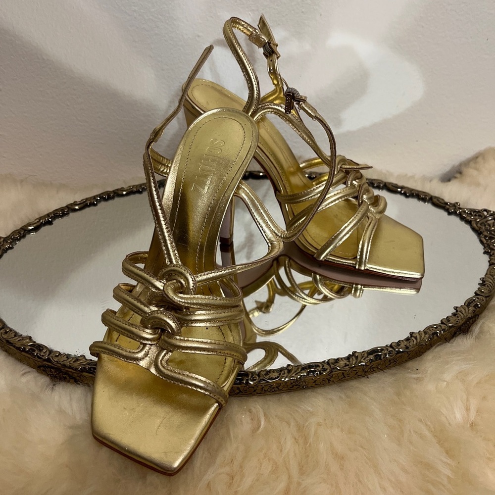SCHUTZ Gold Strappy Heels